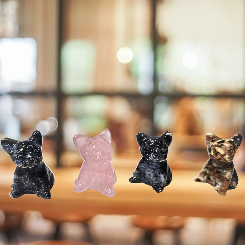 Dog Stone Carving Animal Natural Stones Crystal Figurine 