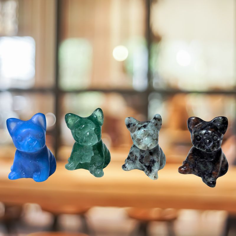 Dog Stone Carving Animal Natural Stones Crystal Figurine 