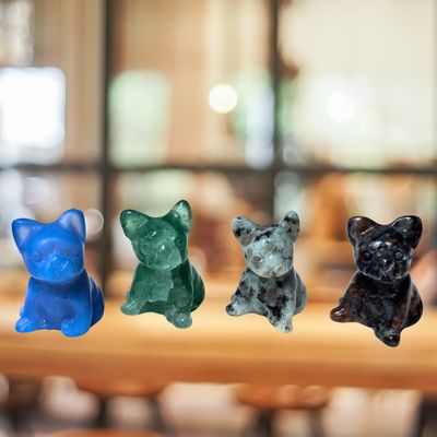 Dog Stone Carving Animal Natural Stones Crystal Figurine 