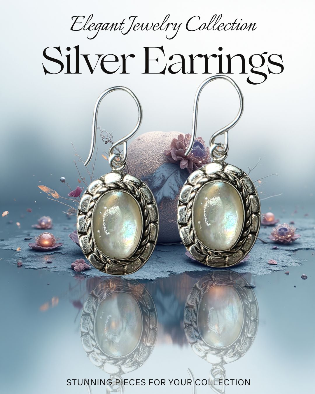 Unique and beautiful 925 Silver Filigree Earrings With Nutilous Shell   