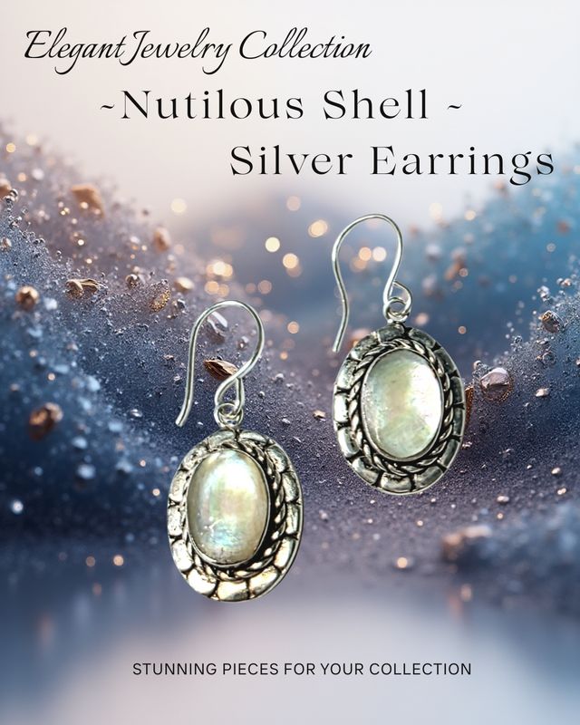 Unique and beautiful 925 Silver Filigree Earrings With Nutilous Shell   