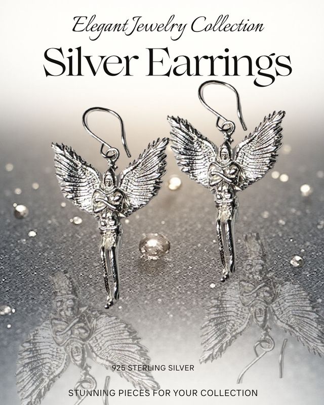Angel Antique Crystal 925 Sterling Silver Earrings