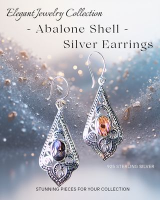 Abalone Shell Vintage Sterling Silver Crystal Earrings
