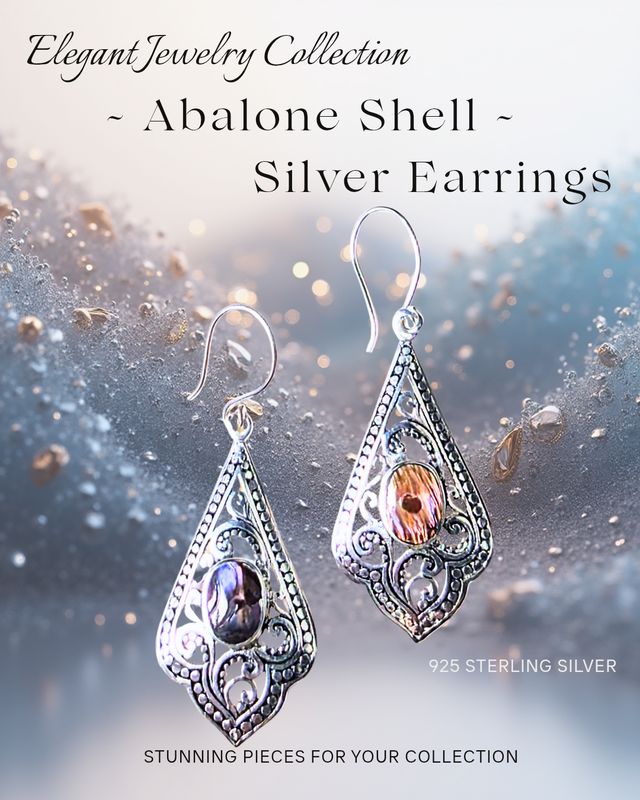 Abalone Shell Vintage Sterling Silver Crystal Earrings