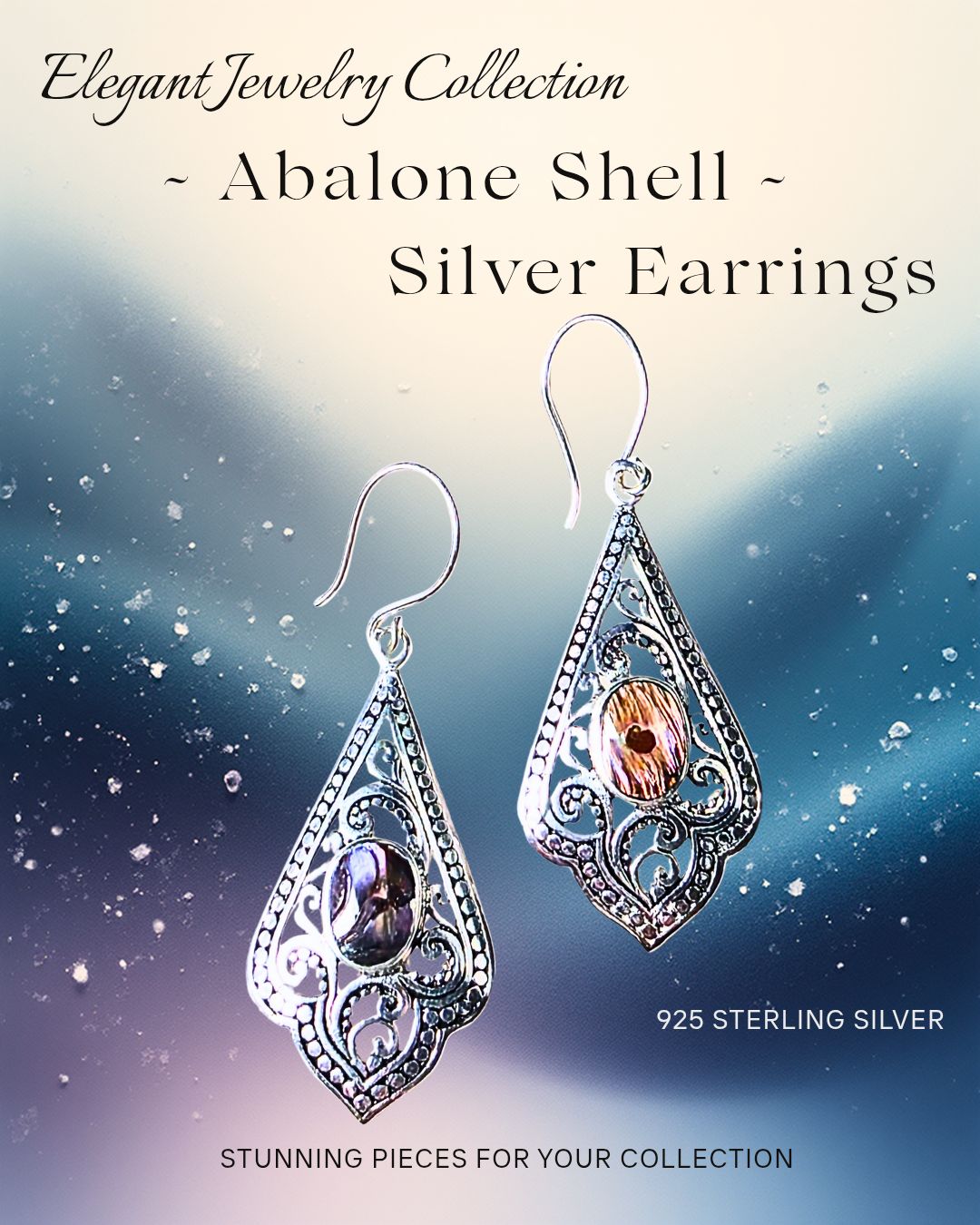 Abalone Shell Vintage Sterling Silver Crystal Earrings
