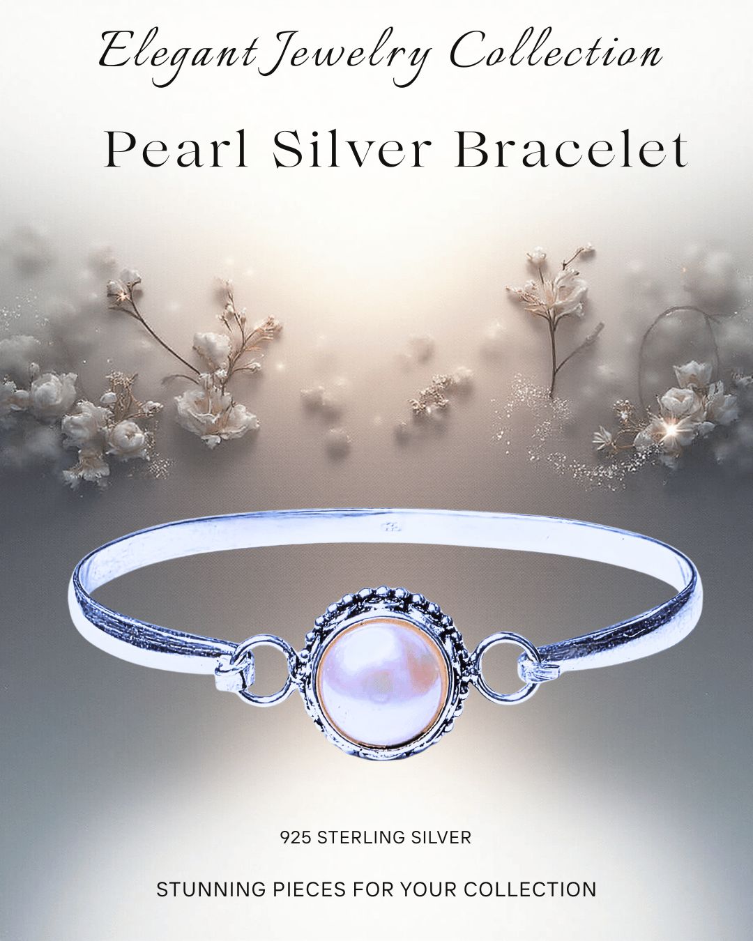Bracelet Pearl White Spiritual Growth Abundance Solid Sterling Silver 