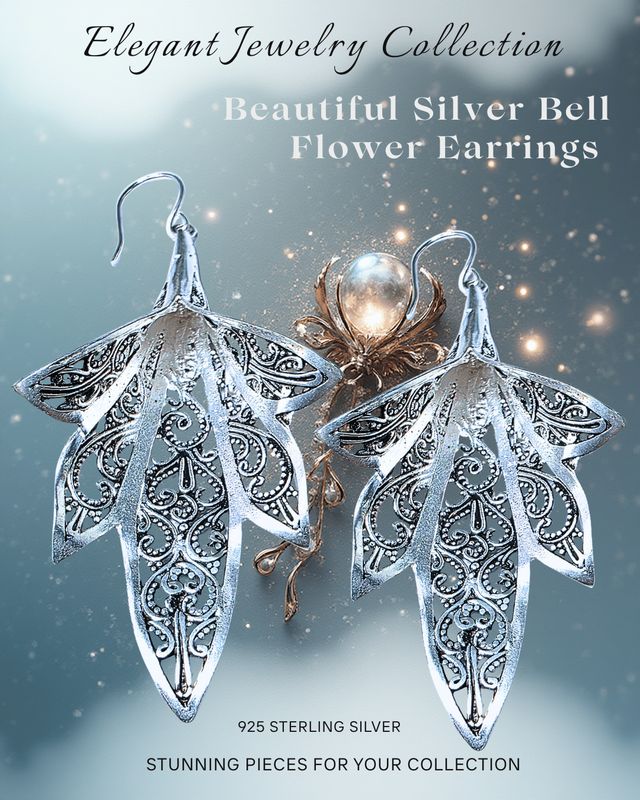 Vintage Bell shaped Flower 925 Sterling Silver Earrings 