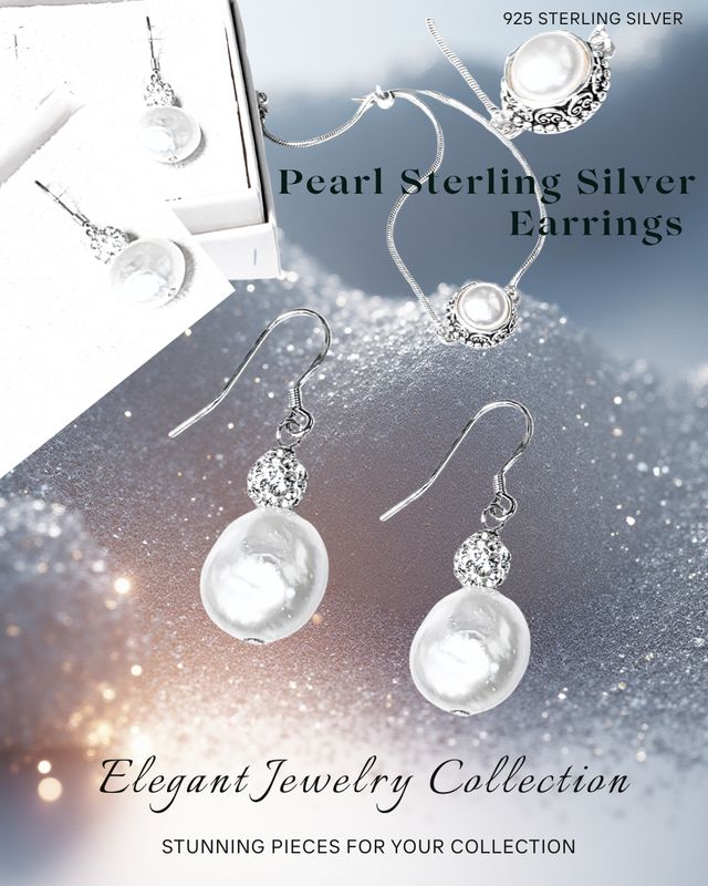 "Pearl Sparkle" Earrings 925 Sterling Silver Purity/Sincerity