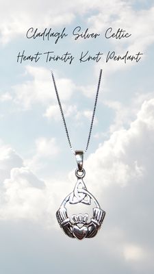 Sterling Silver Claddagh Celtic Pendant Necklace 