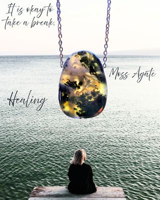 Moss Agate Natural Stone pendant Crystal necklace Moss Agate Natural Stone pendant Crystal necklace