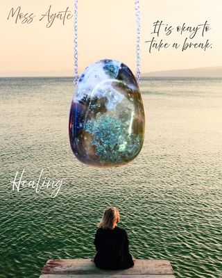 Moss Agate Natural Stone pendant Crystal necklace