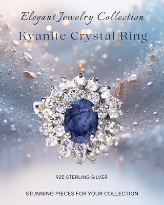 Kyanite Crystal Ring Oval Style 925 Sterling Silver "Snowflake Sparkle" 