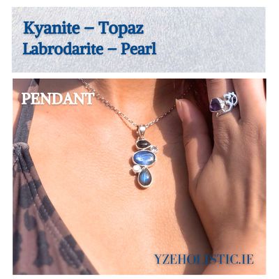 Labradorite Kyanite Topaz Pearl Crystal Pendant 925 sterling silver
