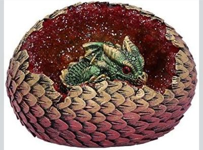 DRAGON FANTASY EGG GEODE MAGICAL MULTICOLOUR ORNAMENT DECORATION STATUE 