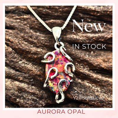 Aurora Opal Cabochon Crystal 925 Sterling Silver Pendant Necklace