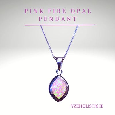 Pink Fire Opal Crystal Oval Drop Shape Neckless 925 Sterling Silver