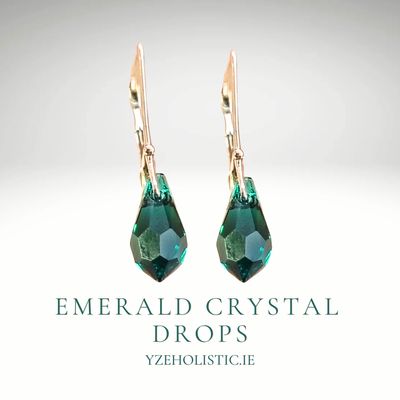 Emerald Crystal Earrings 925 Sterling Silver