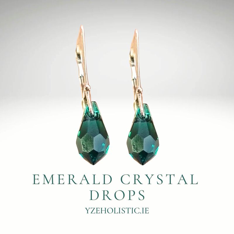Emerald Crystal Earrings 925 Sterling Silver