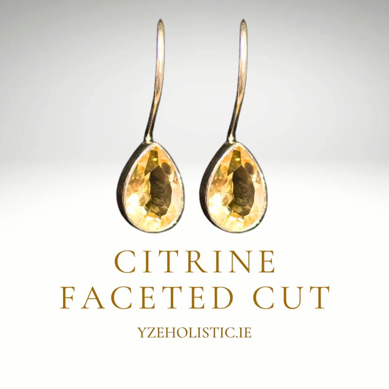 Citrine Crystal Natural Stone 925 Sterling Silver Earrings