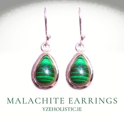 Malachite Earrings "Euphoria" Genuine Stone Crystal Collection 