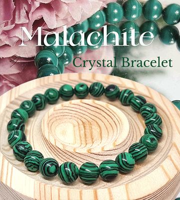 Malachite crystal bead bracelet elastic 