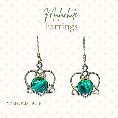 Malachite Earrings "Euphoria" Genuine Stone Crystal Collection 