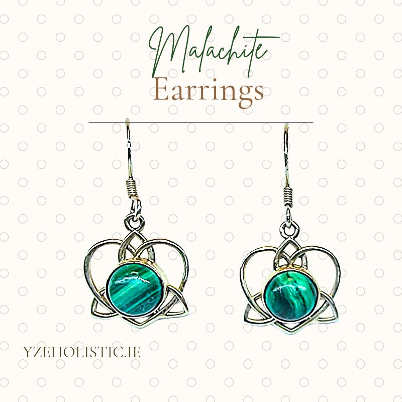 Malachite Earrings "Euphoria" Genuine Stone Crystal Collection 