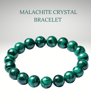 Malachite crystal bead bracelet elastic Genuine stone 