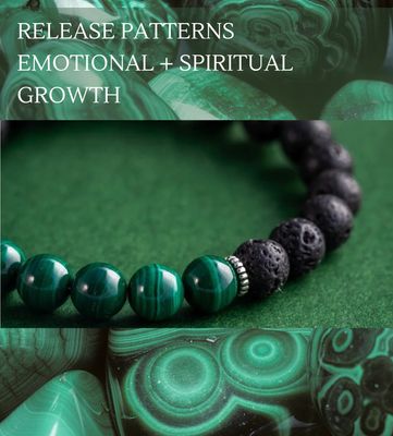 Bracelet Green Malachite - Lava Aromatherapy stone elastic  