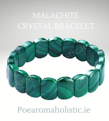 Malachite Crystal Bead Bracelet Rectangle Elastic Genuine Stone 