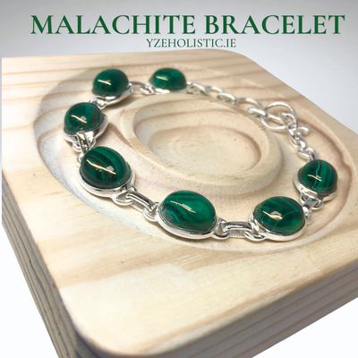 Malachite Natural Stone 925 Sterling Silver Bracelet
