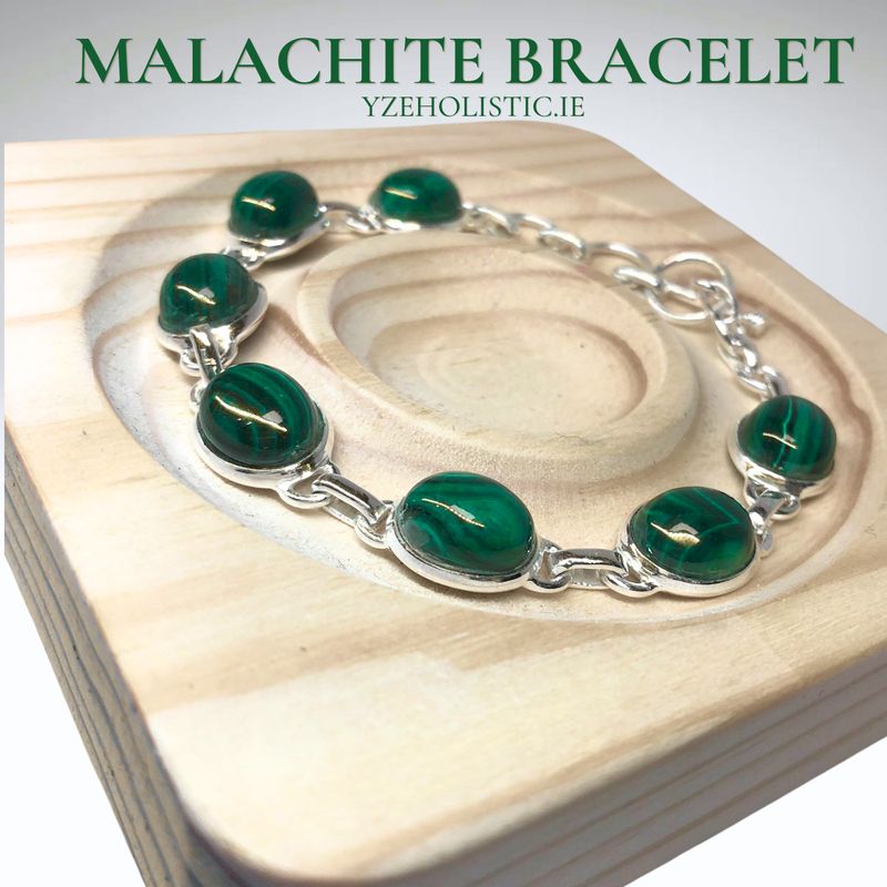 Malachite Natural Stone 925 Sterling Silver Bracelet