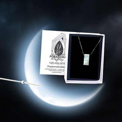 Moonstone Crystal Rectangle Necklace Amulet 925 Sterling Silver Gemstone 