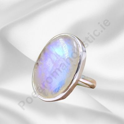 Moonstone Crystal Ring Oval 925 Sterling Silver