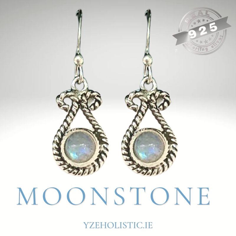 Moonstone Crystal 925 Sterling Silver Earrings