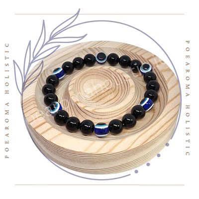 Black Obsidian Crystal Bracelet Evil Eye Black Obsidian Crystal Bracelet Evil Eye