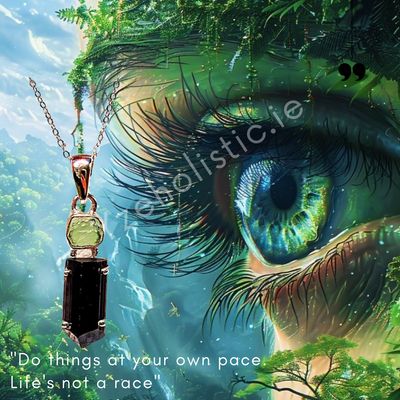 Black Tourmaline and Genuine Moldavite  Crystal Amulet Necklace Pendant Talisman