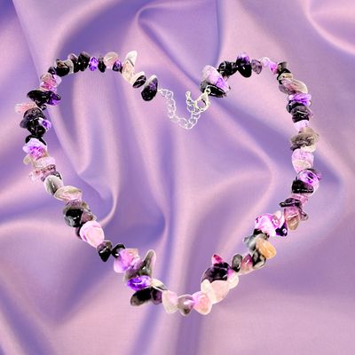Amethyst Crystal Necklace Natural Chip Gemstone  Handcrafted 