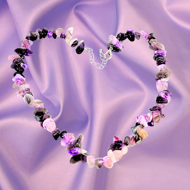 Amethyst Crystal Necklace Natural Chip Gemstone  Handcrafted 