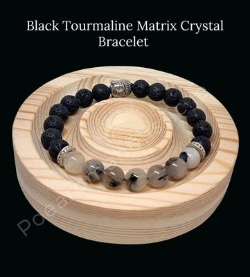 Bracelet Tourmaline Black Matrix Natural stone elastic - All Level Protection
