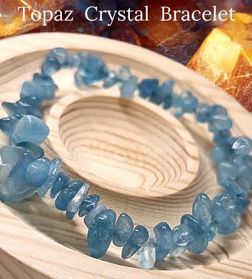 Blue Topaz Crystal Chip bracelet elastic 