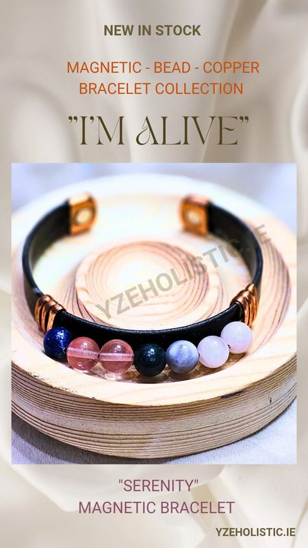 Bracelet Copper Chakra Healing Minerals Magnetic with Natural Stone Crystals