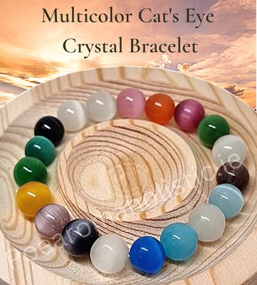Cats Eye Crystal Bracelet Multicolour Elastic 
