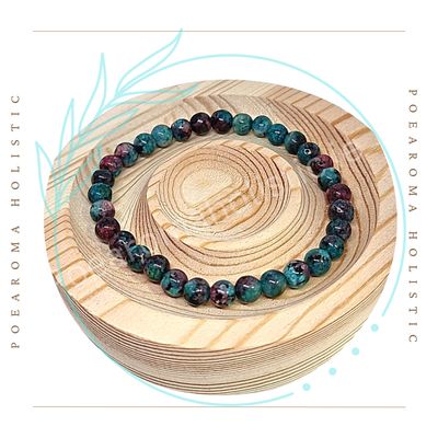 Crystal Bracelet - Ruby in Zoisite Bead Elastic Anxiety Relief 6mm