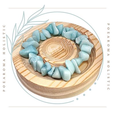 Larimar Chip Bracelet Elastic ±12mm bead 