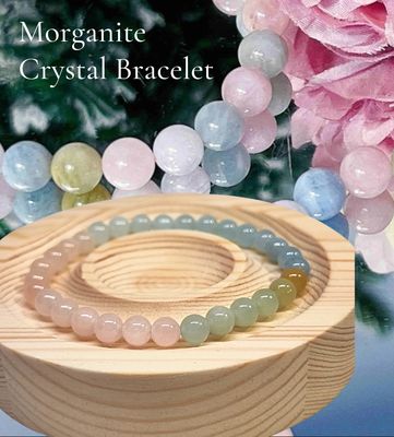 Morganite Crystal Bead Bracelet 8mm