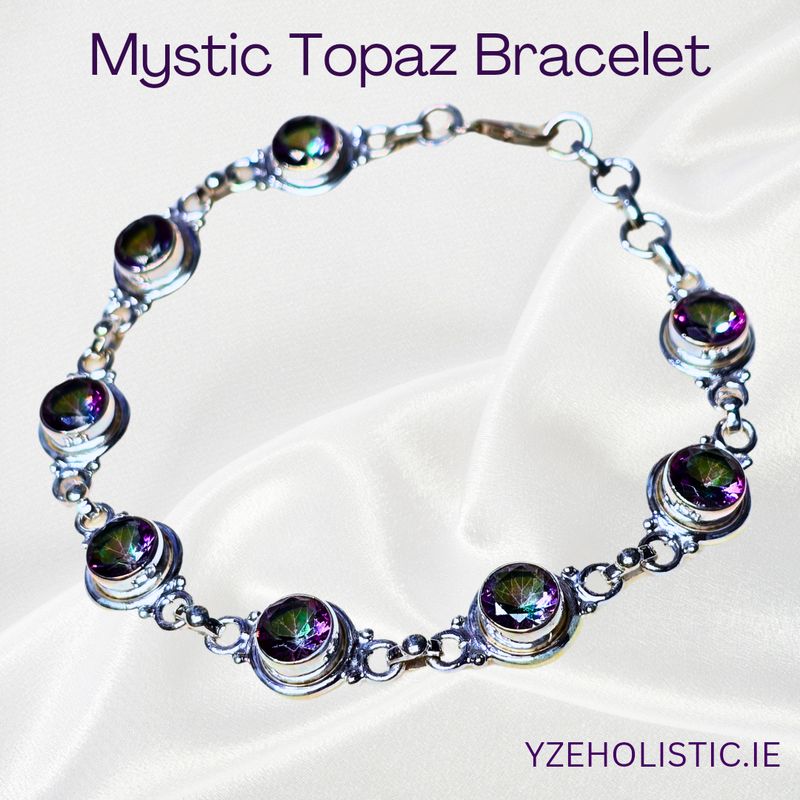 Mystic Topaz Link Bracelet Multicolour 925 Sterling Silver