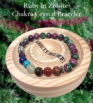 Ruby in Zoisite Crystal Bracelet Chakra Bead 8mm