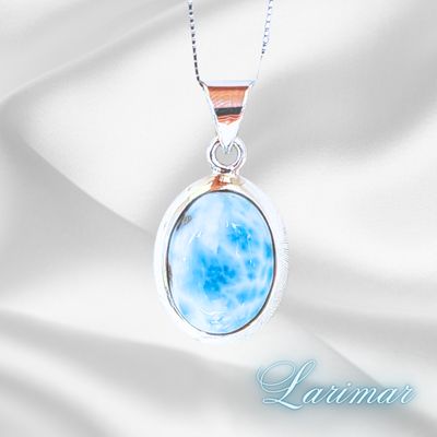 Larimar Crystal Amulet Natural Stone Pendant Necklace 