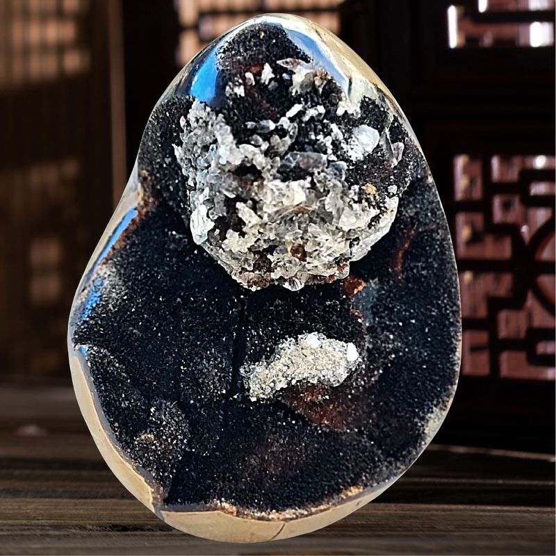 Serpentine Geode Crystal Druzy Cave Egg Brown Natural Stone Specimen 